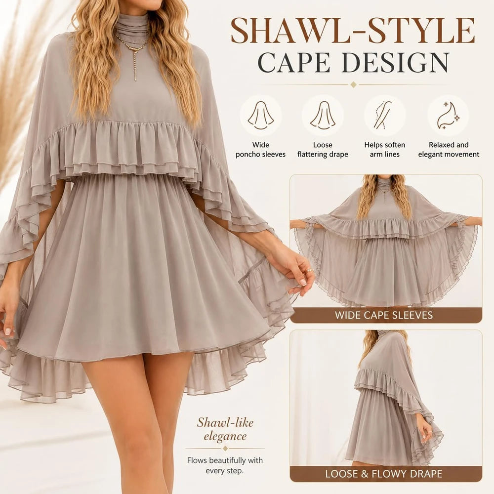 Chiffon Cape Mini Dress