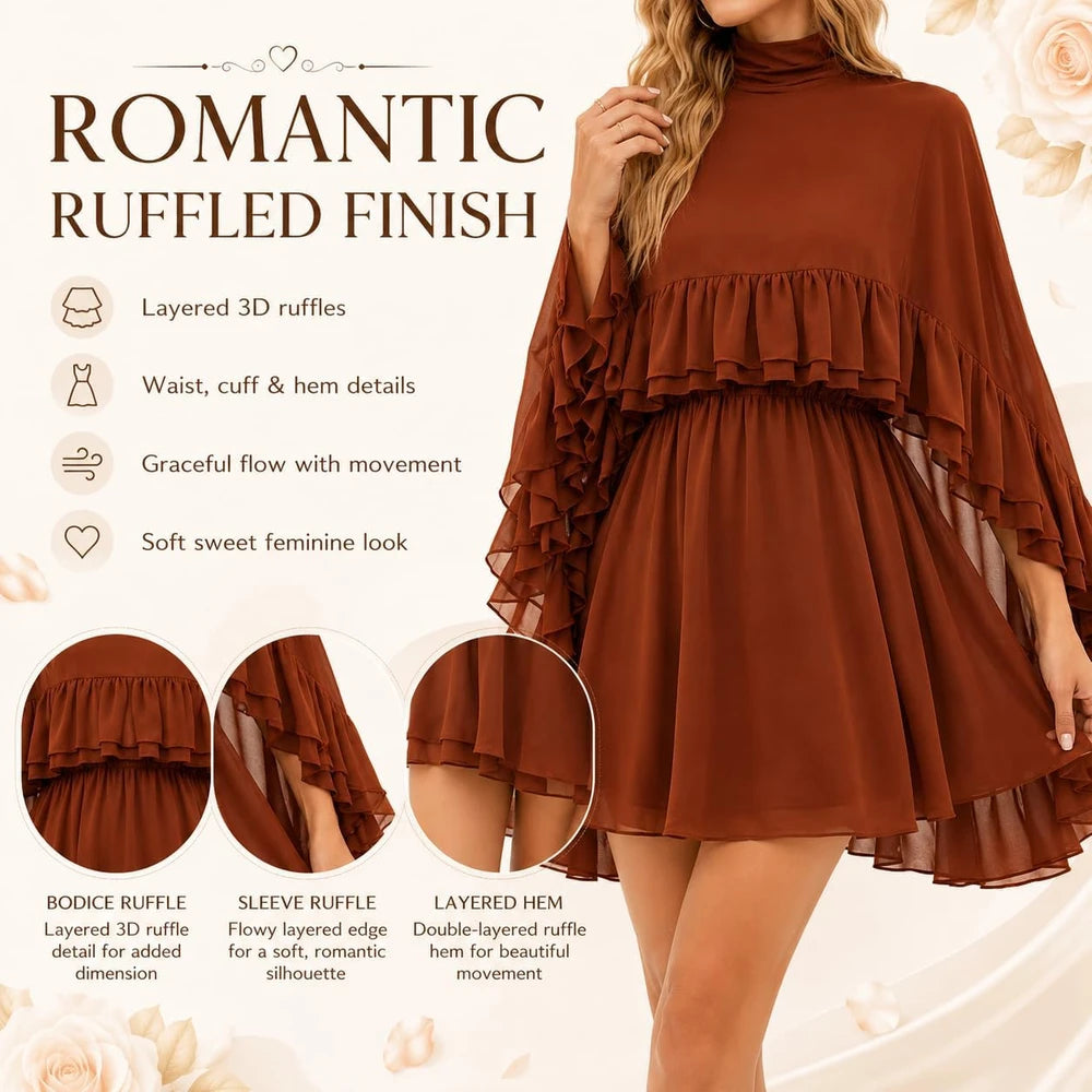 Chiffon Cape Mini Dress