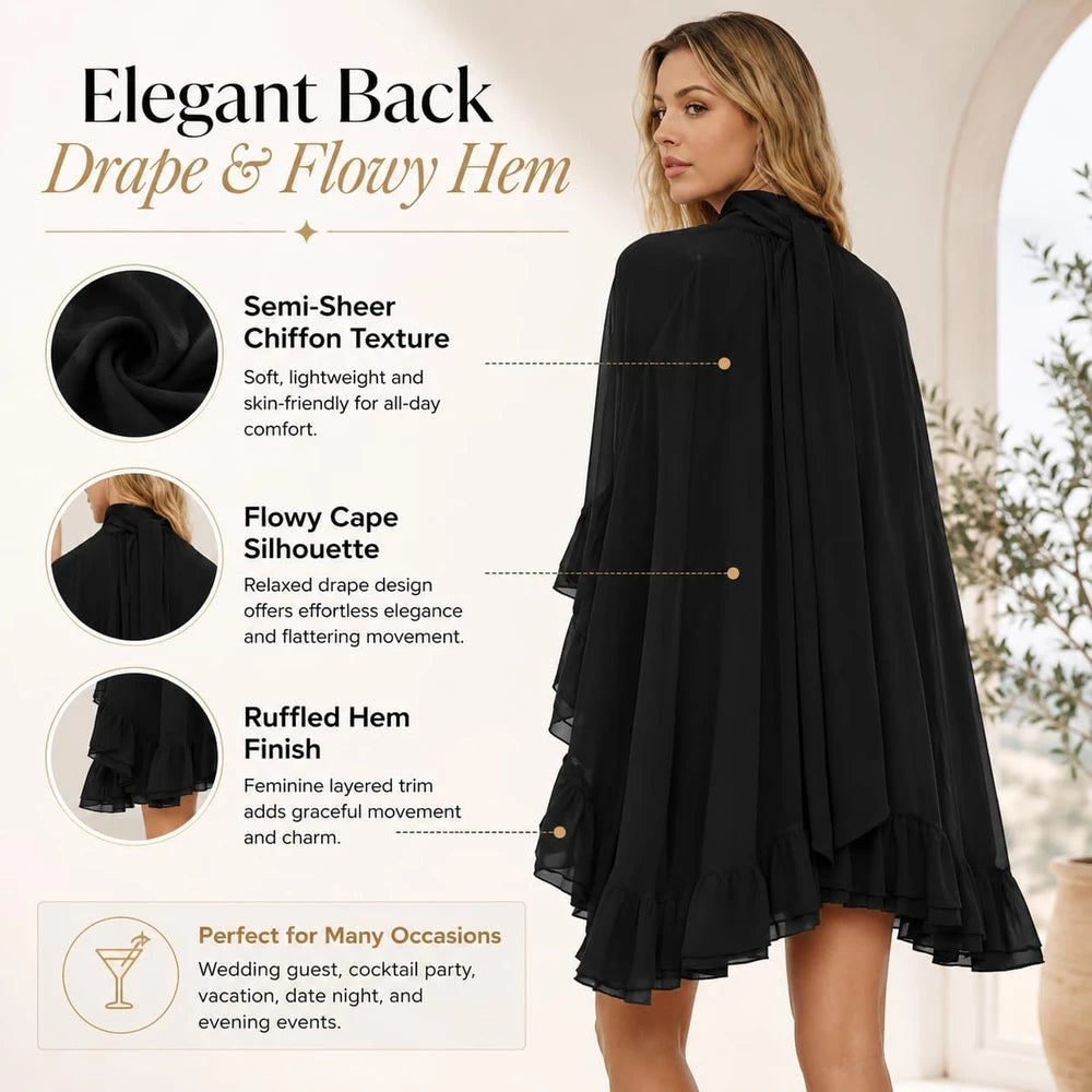 Chiffon Cape Mini Dress