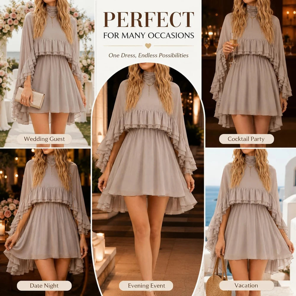 Chiffon Cape Mini Dress
