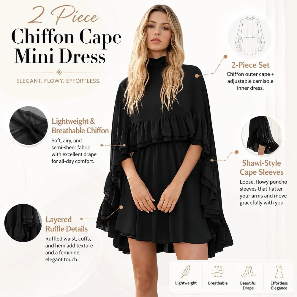 Chiffon Cape Mini Dress