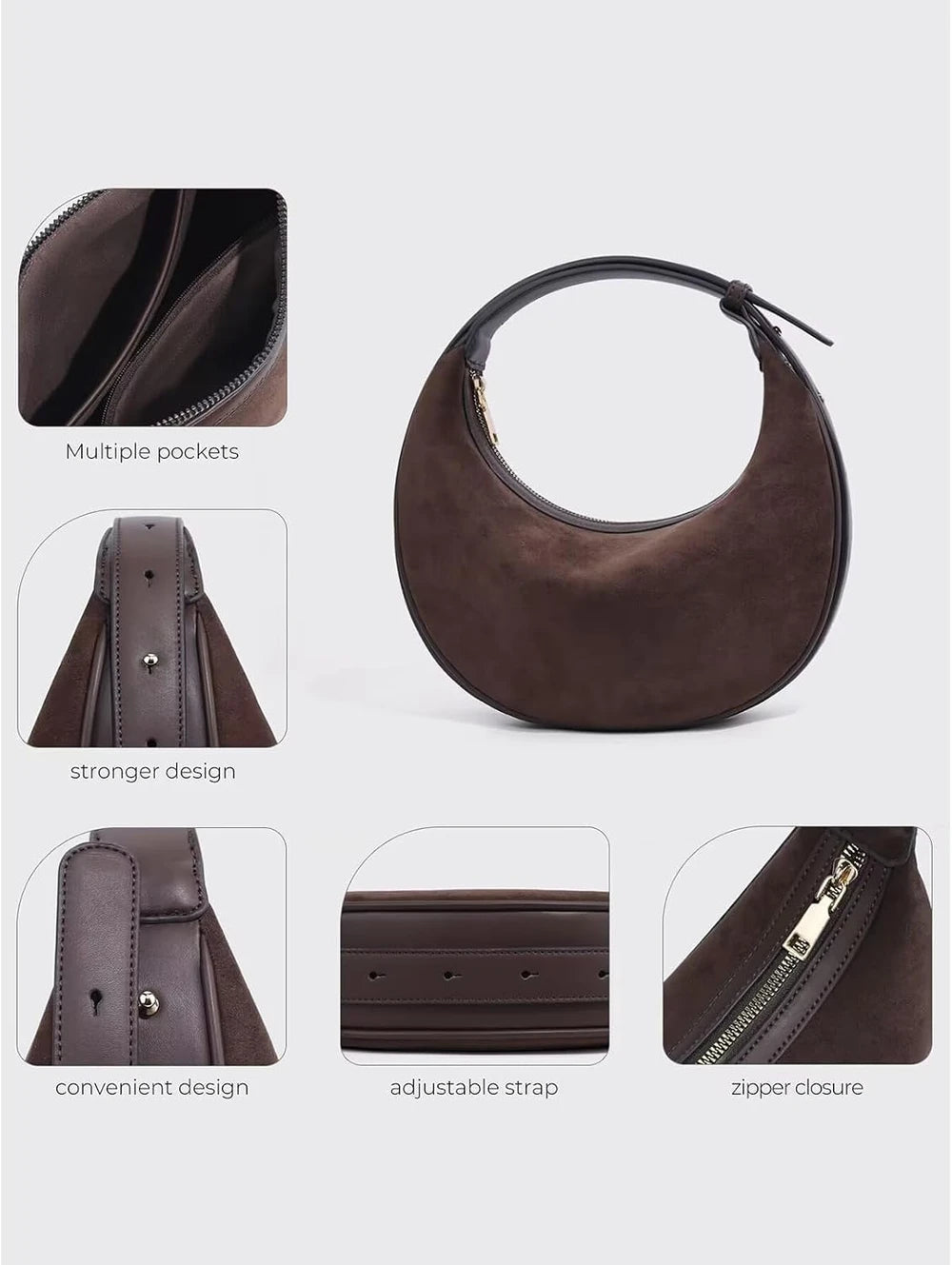 Moon Bay Brown Suede Hobo Handbag
