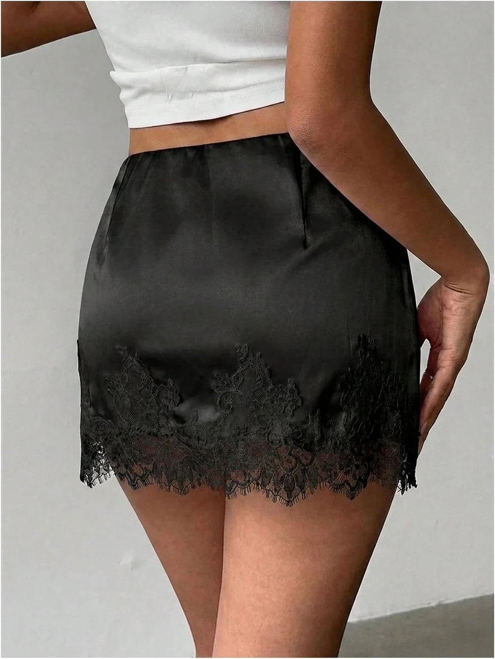 SweatyRocks Satin Lace Mini Skirt