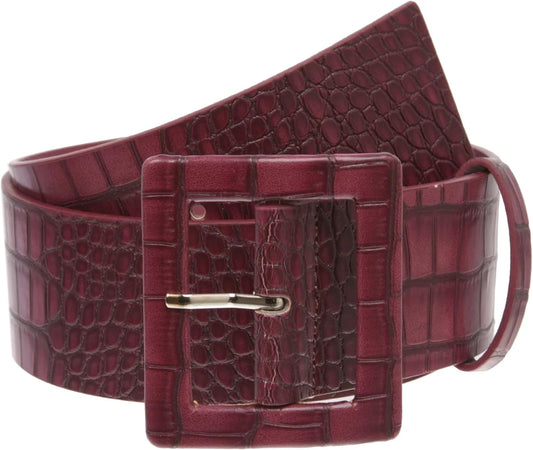 Croc Embossed Faux Leather Waist Belt