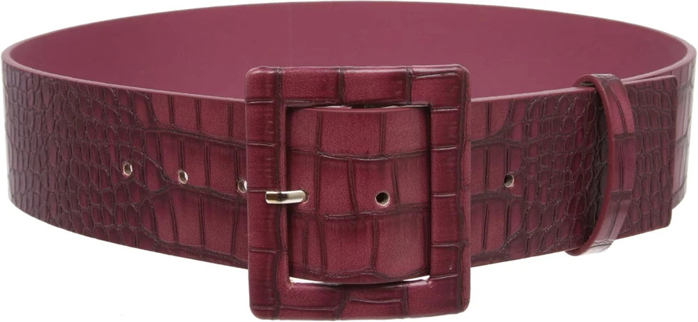 Croc Embossed Faux Leather Waist Belt