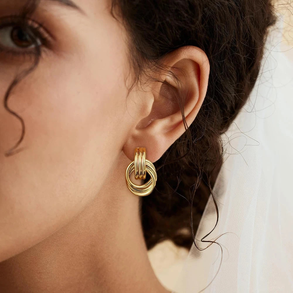 Chunky Gold Knot Earrings