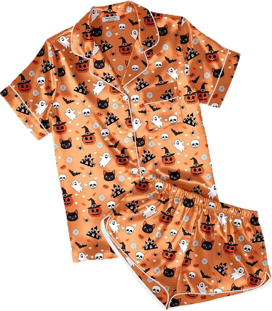 Ekouaer Silk Satin Pajama Set