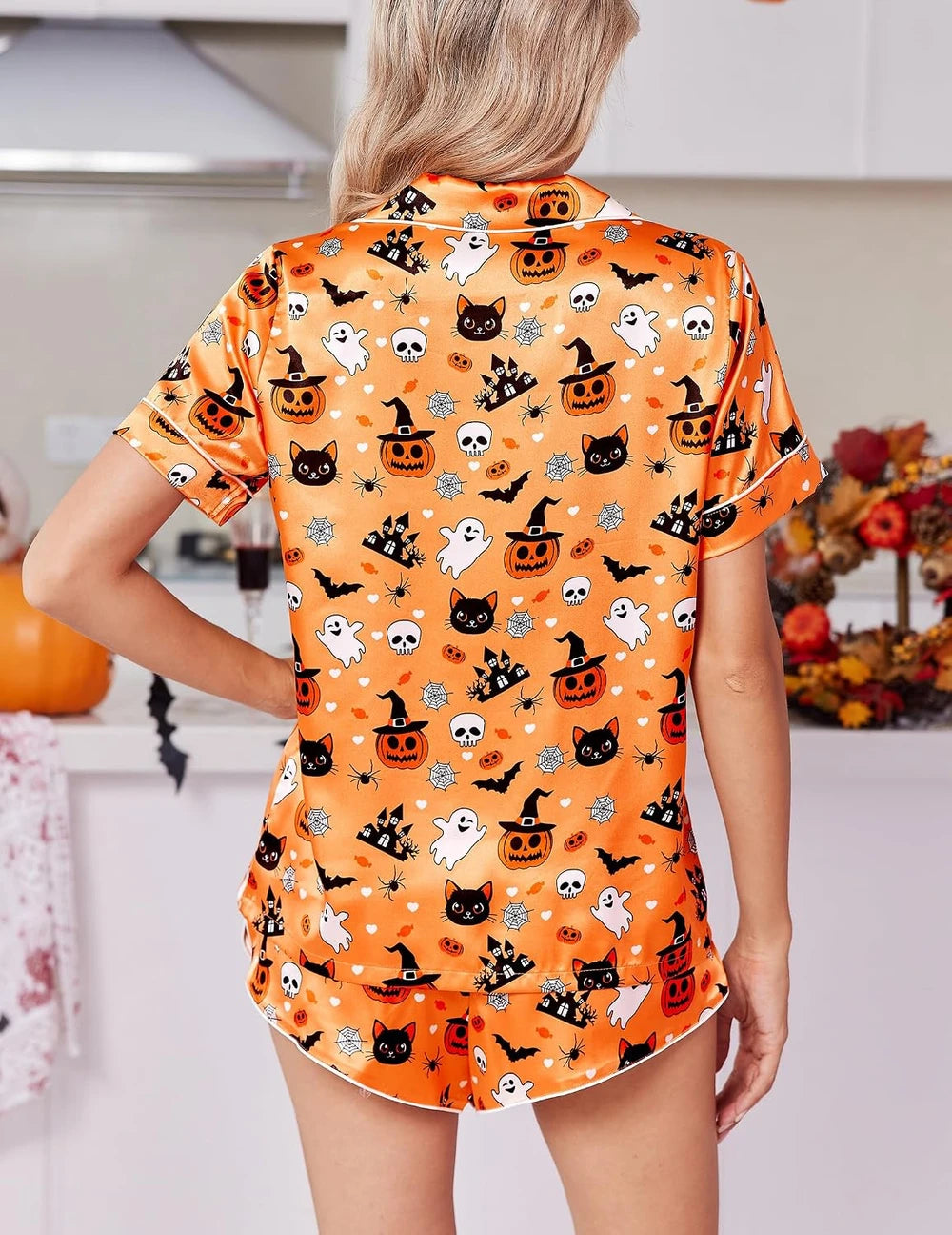 Ekouaer Silk Satin Pajama Set