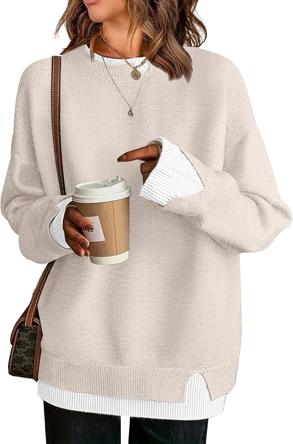 ETCYY Oversized Patchwork Teacher Sweater