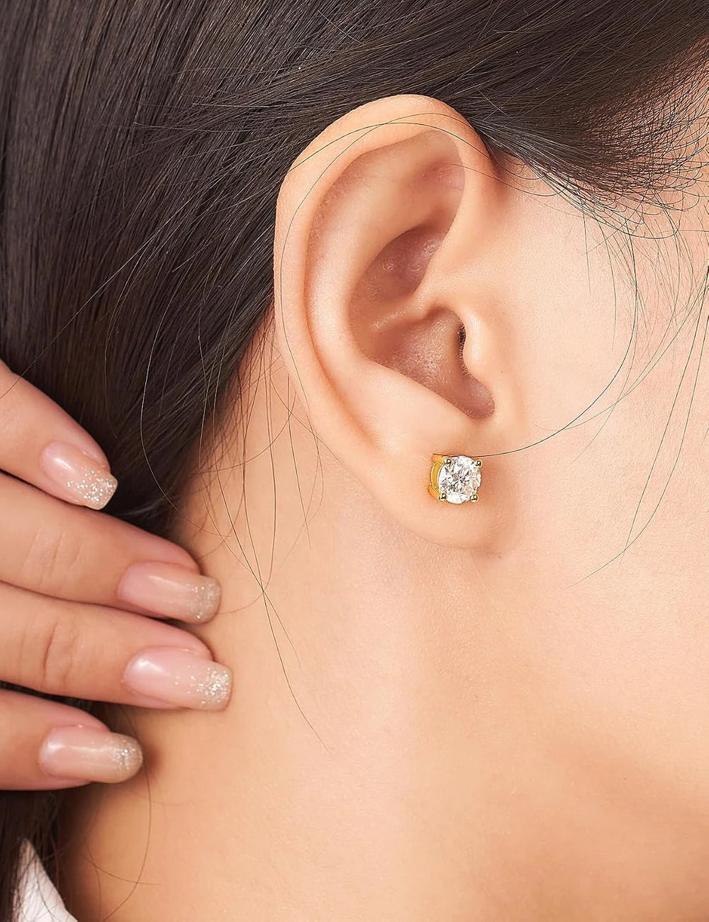 Moissanite Sterling Silver Stud Earrings