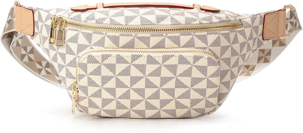 Checkered Vegan Leather Crossbody Belt Bag