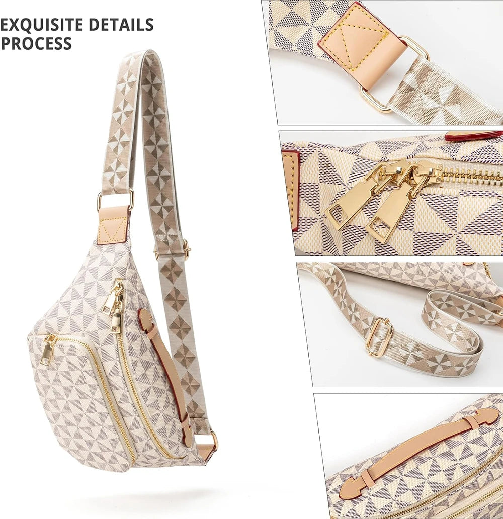 Checkered Vegan Leather Crossbody Belt Bag
