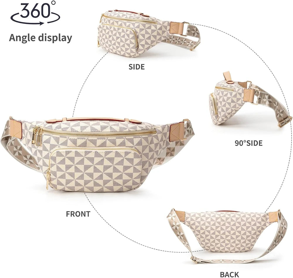 Checkered Vegan Leather Crossbody Belt Bag