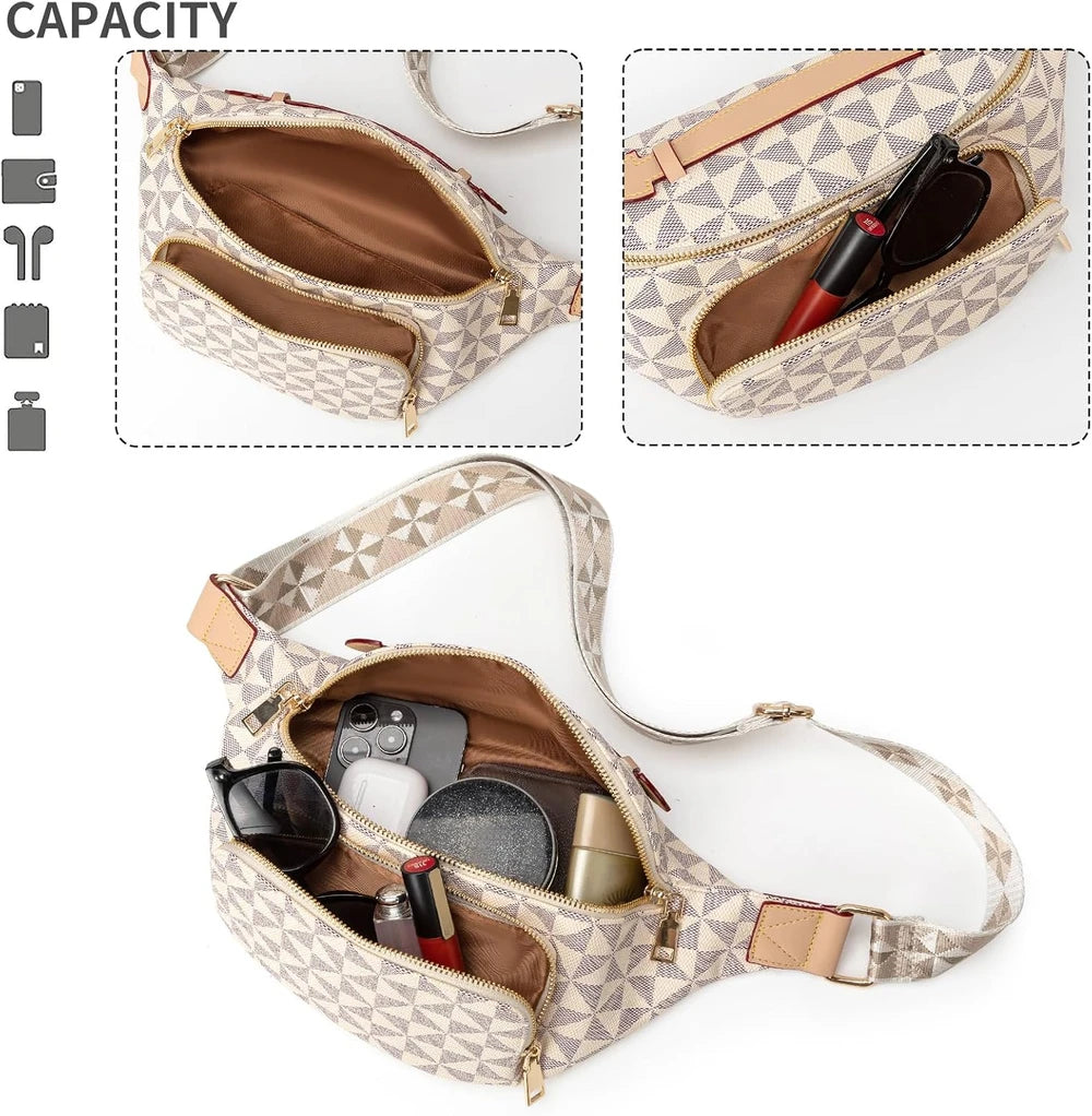 Checkered Vegan Leather Crossbody Belt Bag