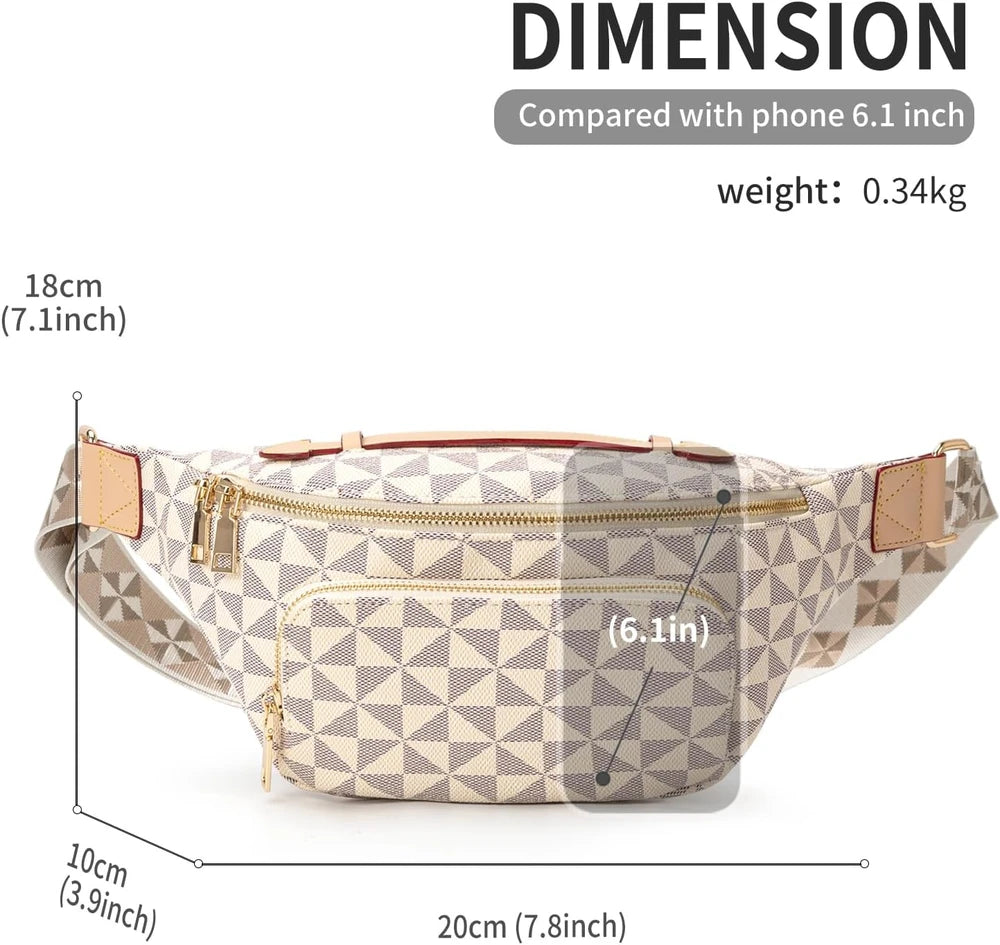 Checkered Vegan Leather Crossbody Belt Bag