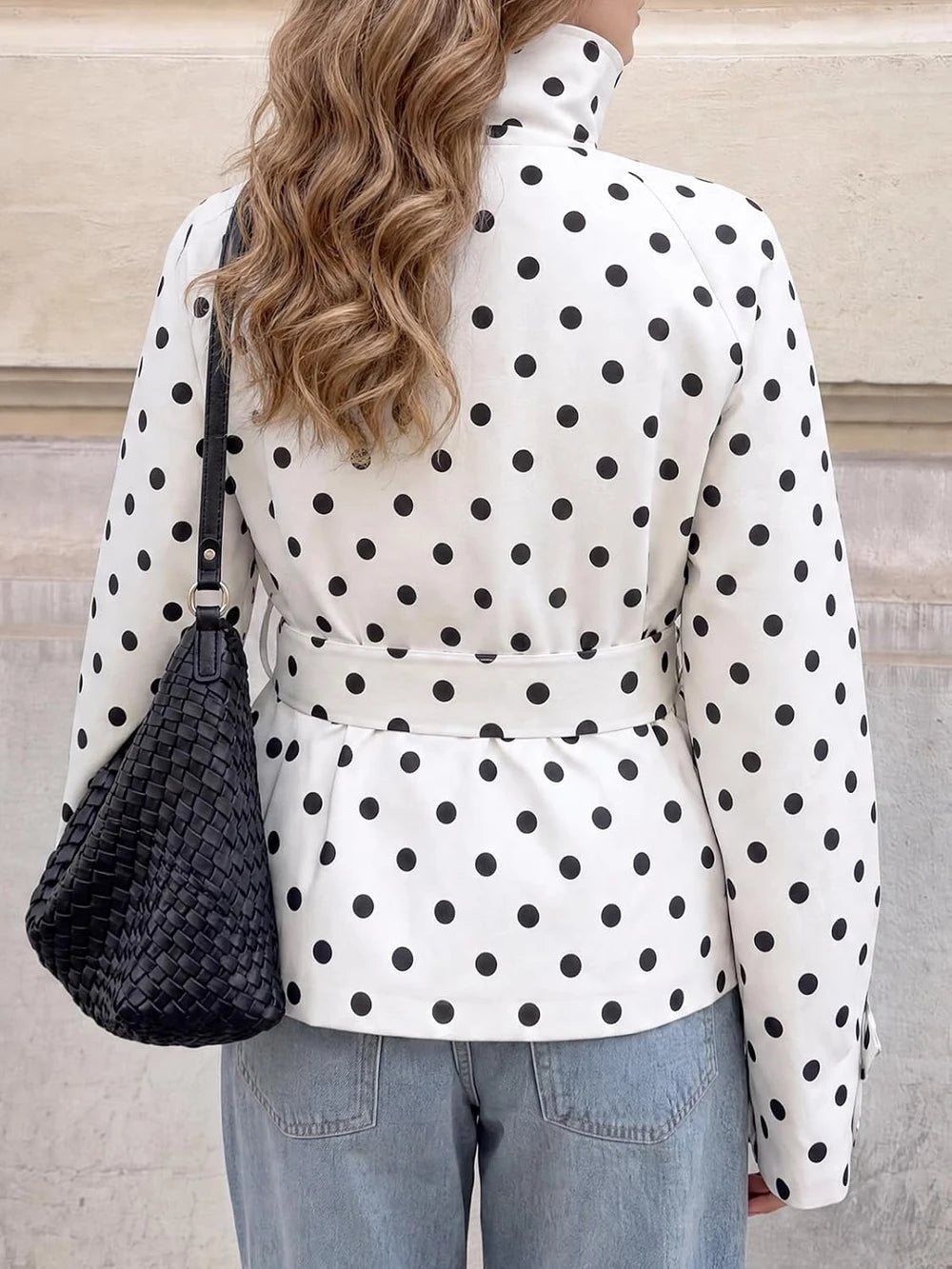 Polka Dot Cropped Trench Coat