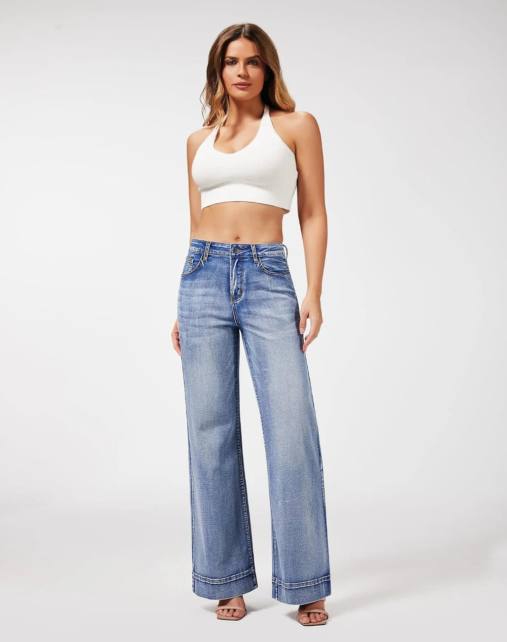 Roswear Stretchy Wide Leg Jeans