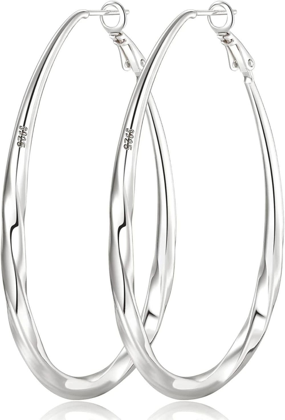 Sterling Silver Oval Mobius Hoop Earrings
