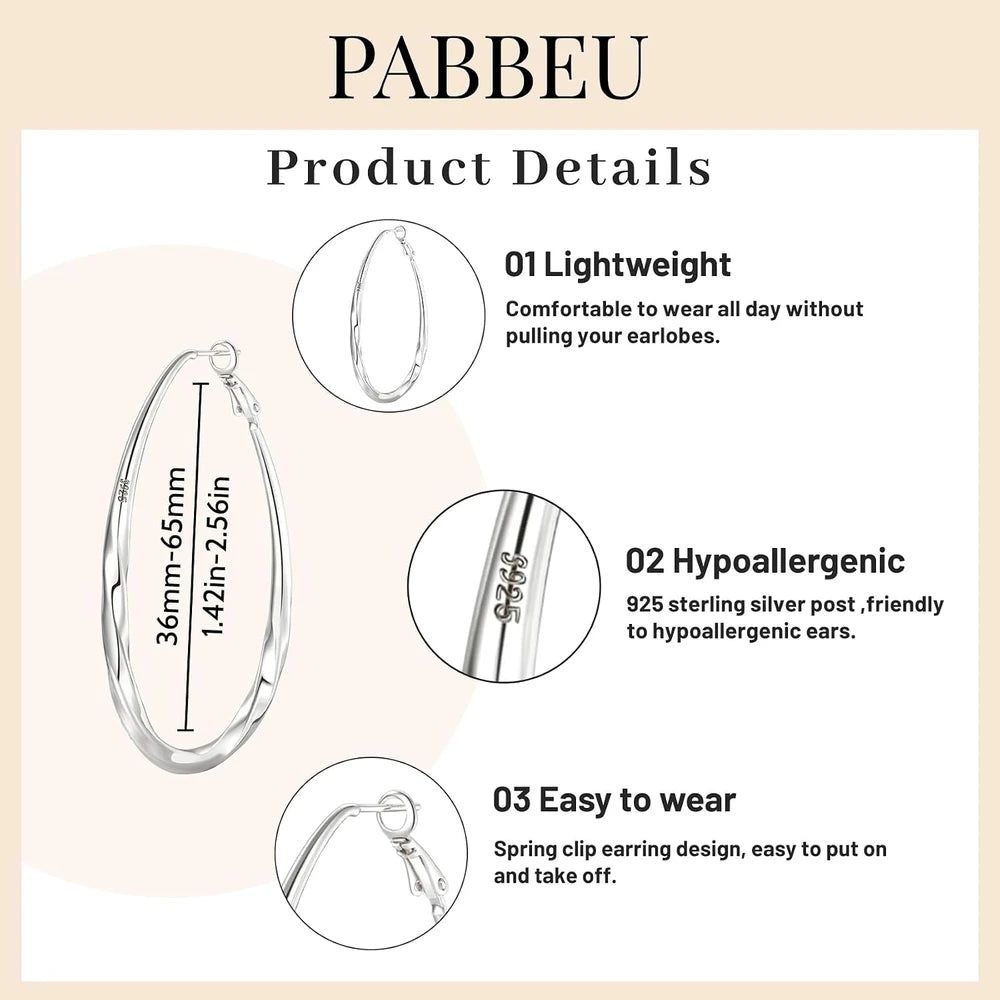 Sterling Silver Oval Mobius Hoop Earrings