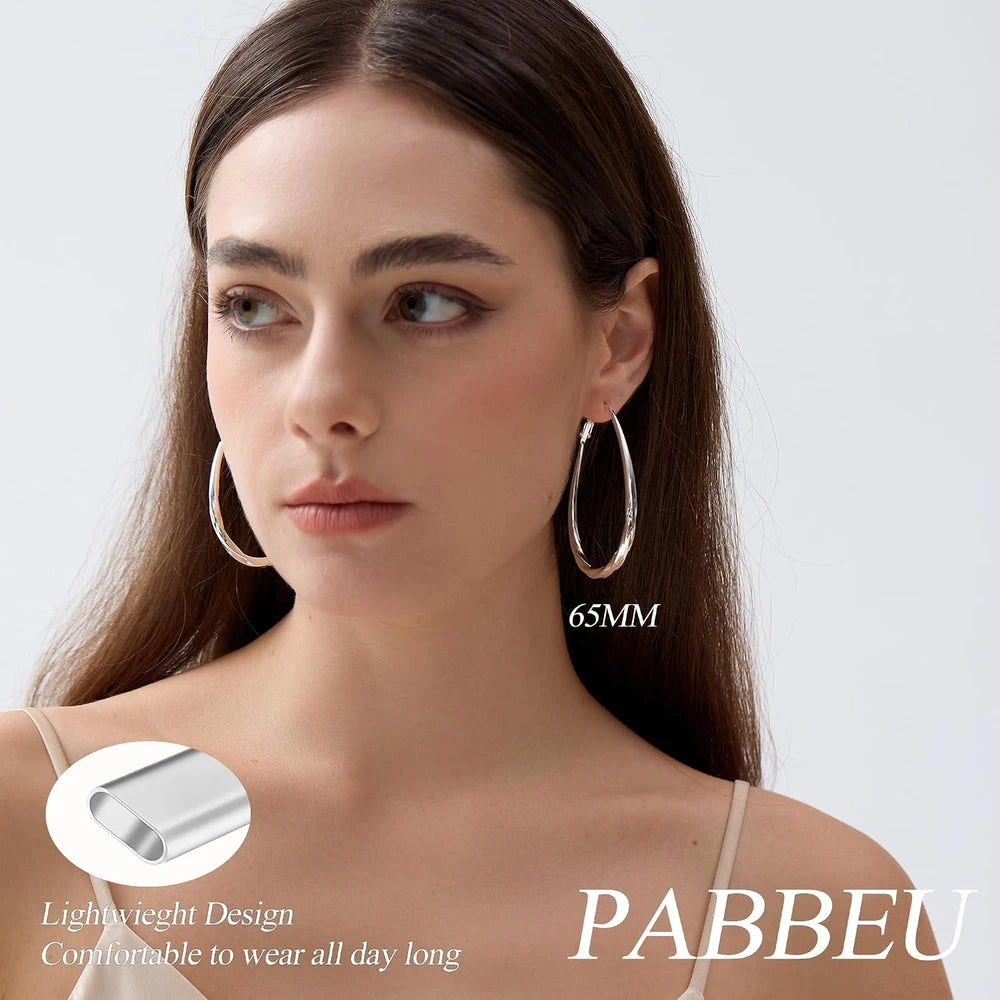 Sterling Silver Oval Mobius Hoop Earrings