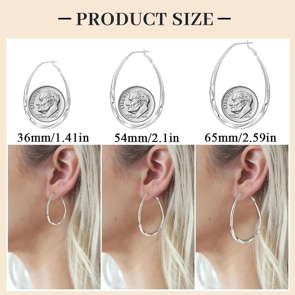 Sterling Silver Oval Mobius Hoop Earrings