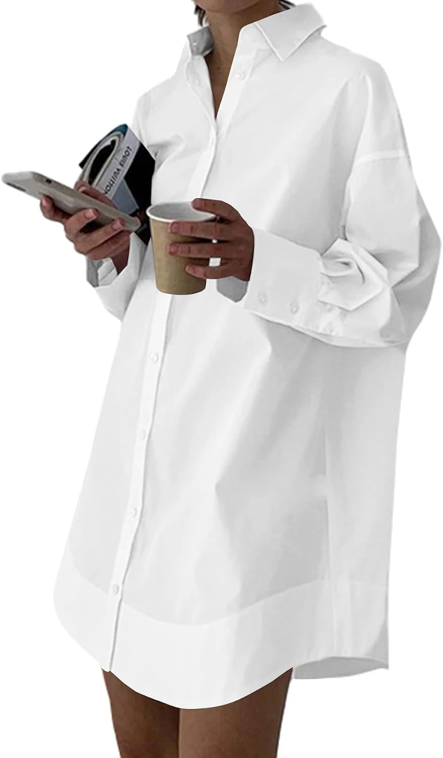 Casual V Neck Shirt Dress