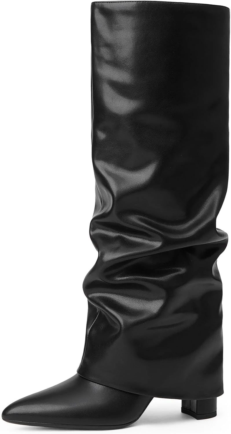 Fold Over Knee High Boots