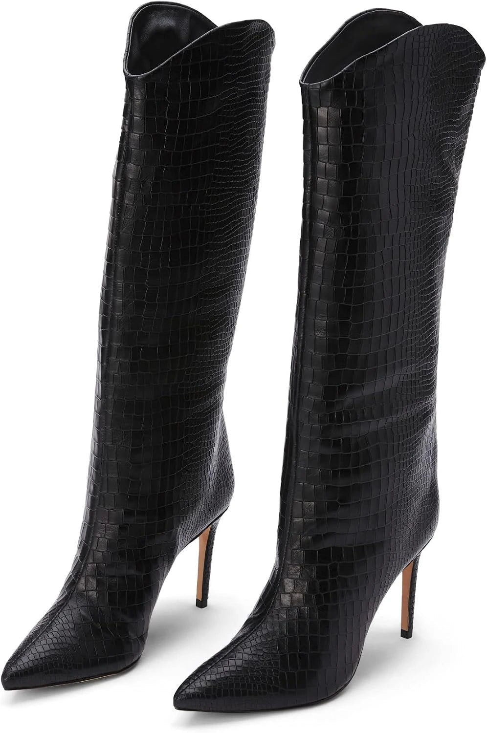 Snake Embossed Leather Dress Boot