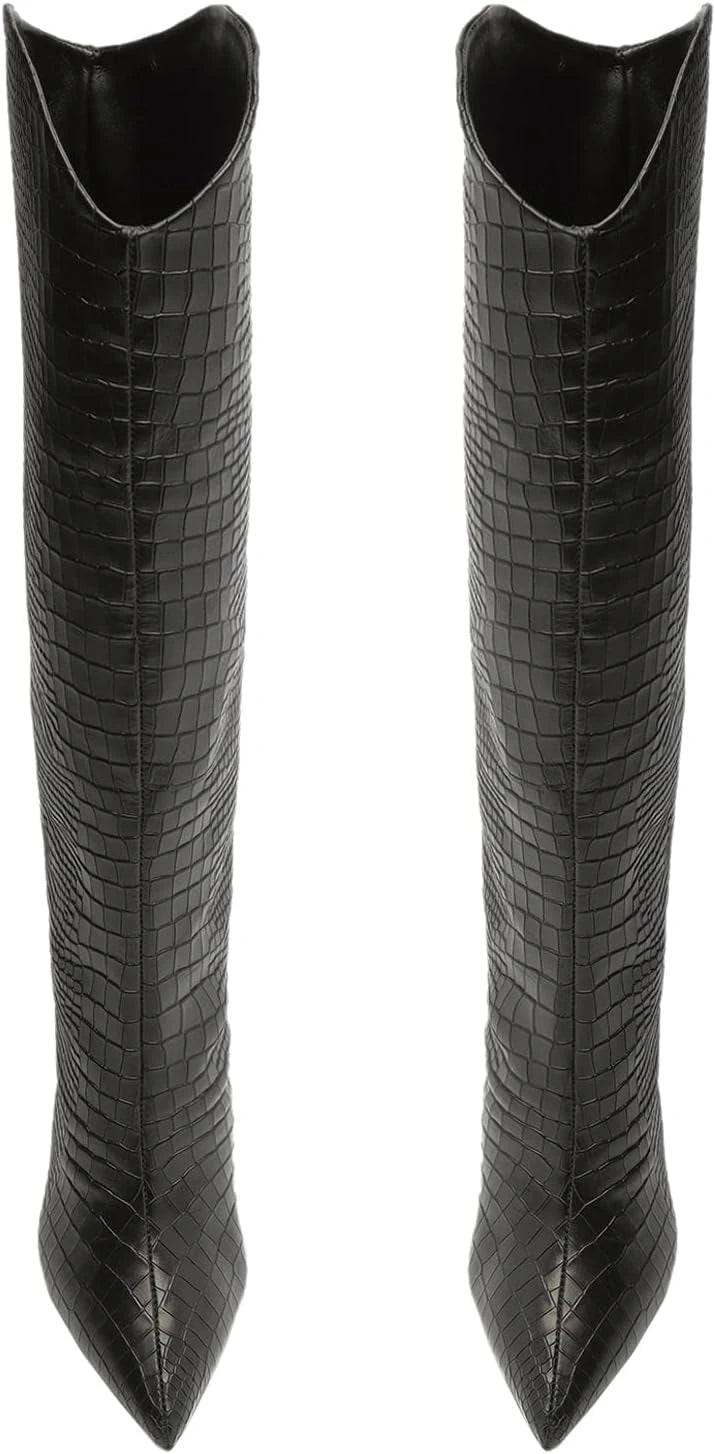 Snake Embossed Leather Dress Boot