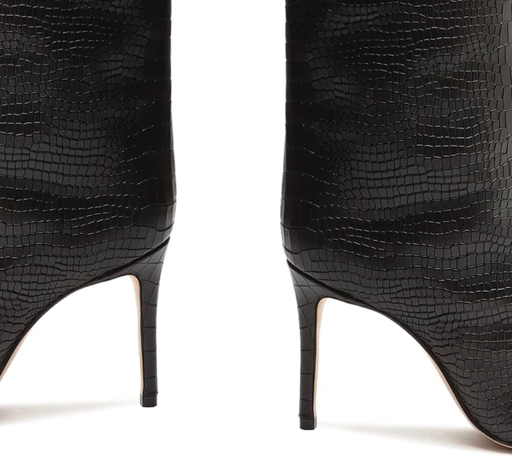 Snake Embossed Leather Dress Boot