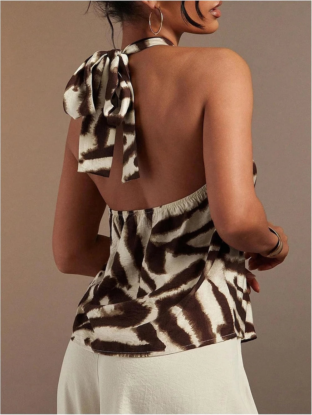 RoseSeek Zebra Striped Halter Top