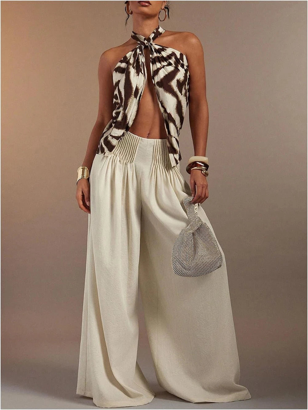 RoseSeek Zebra Striped Halter Top
