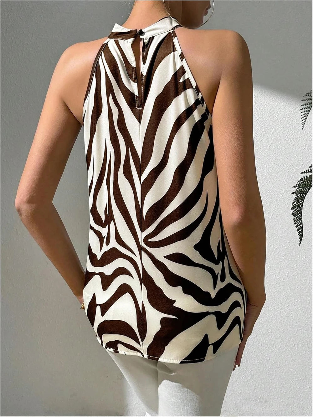 Zebra Striped Halter Blouse