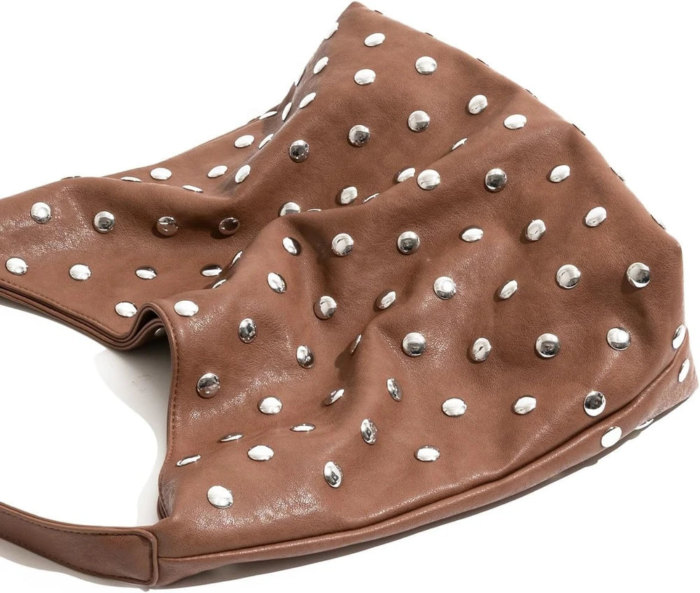 Vegan Leather Studded Tote Bag