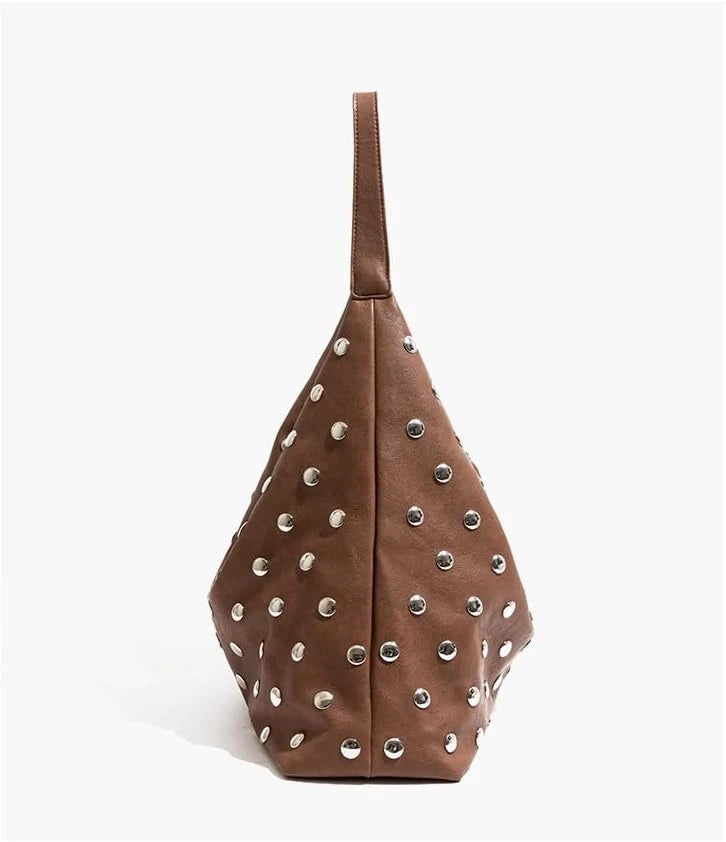 Vegan Leather Studded Tote Bag