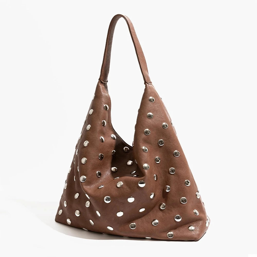 Vegan Leather Studded Tote Bag