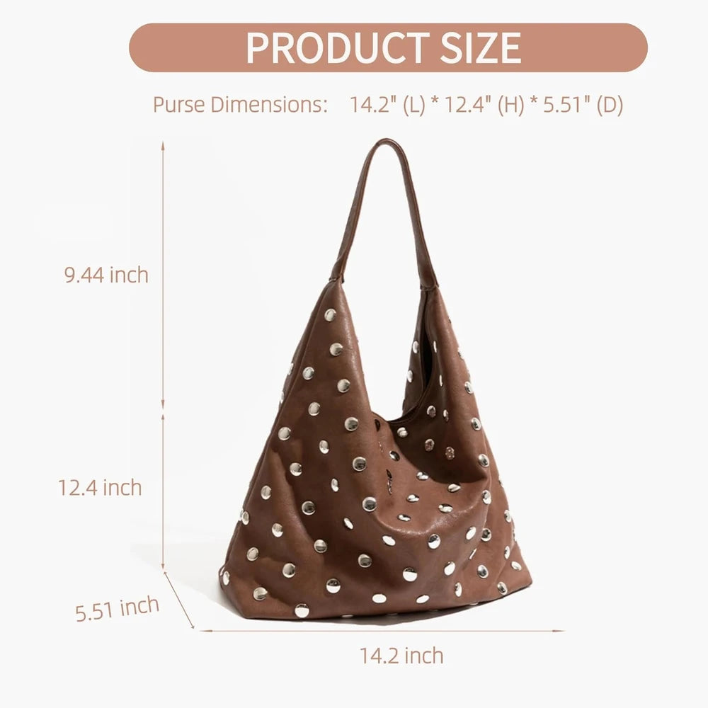 Vegan Leather Studded Tote Bag