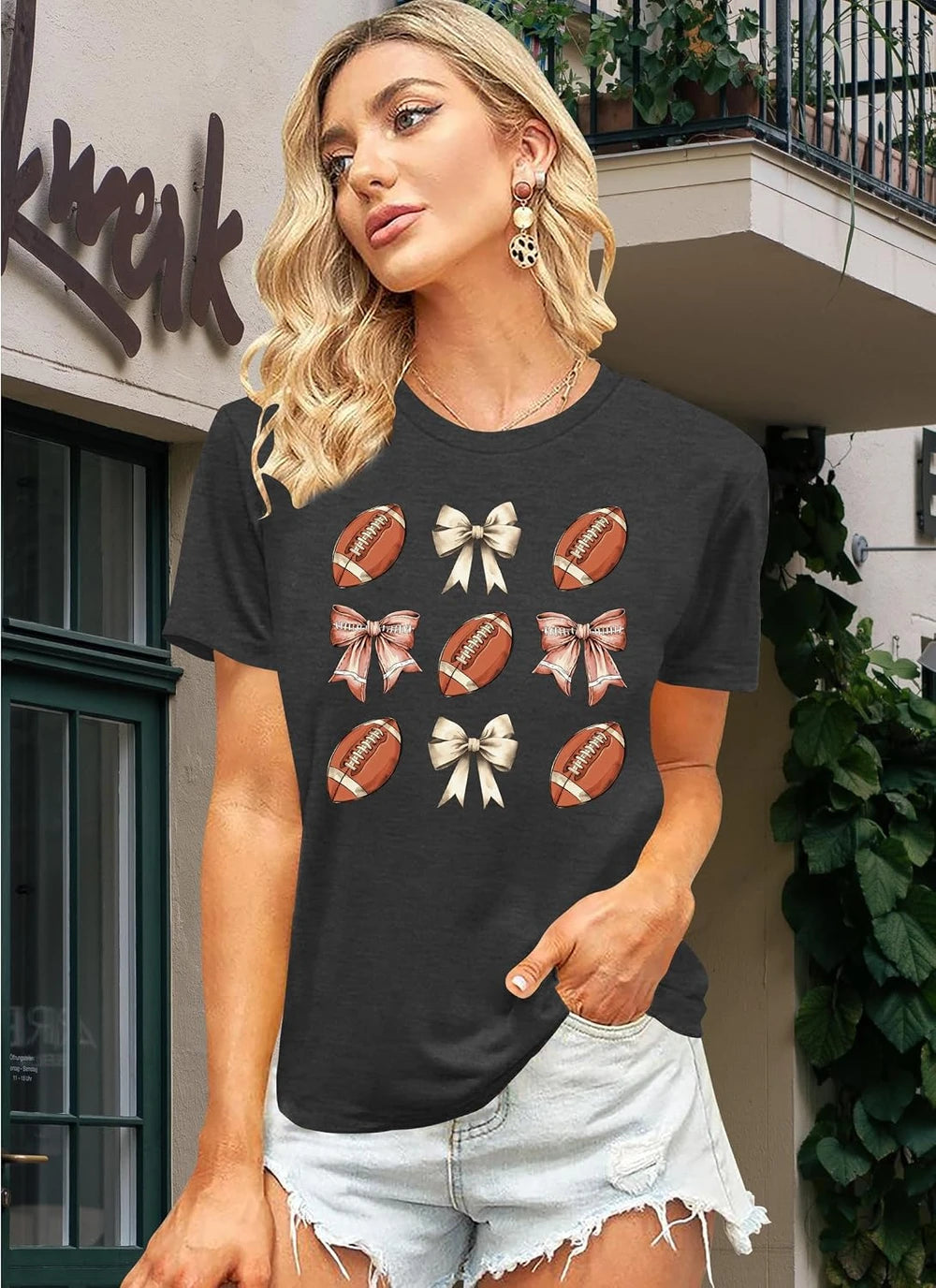Football Bow Graphic Tee
