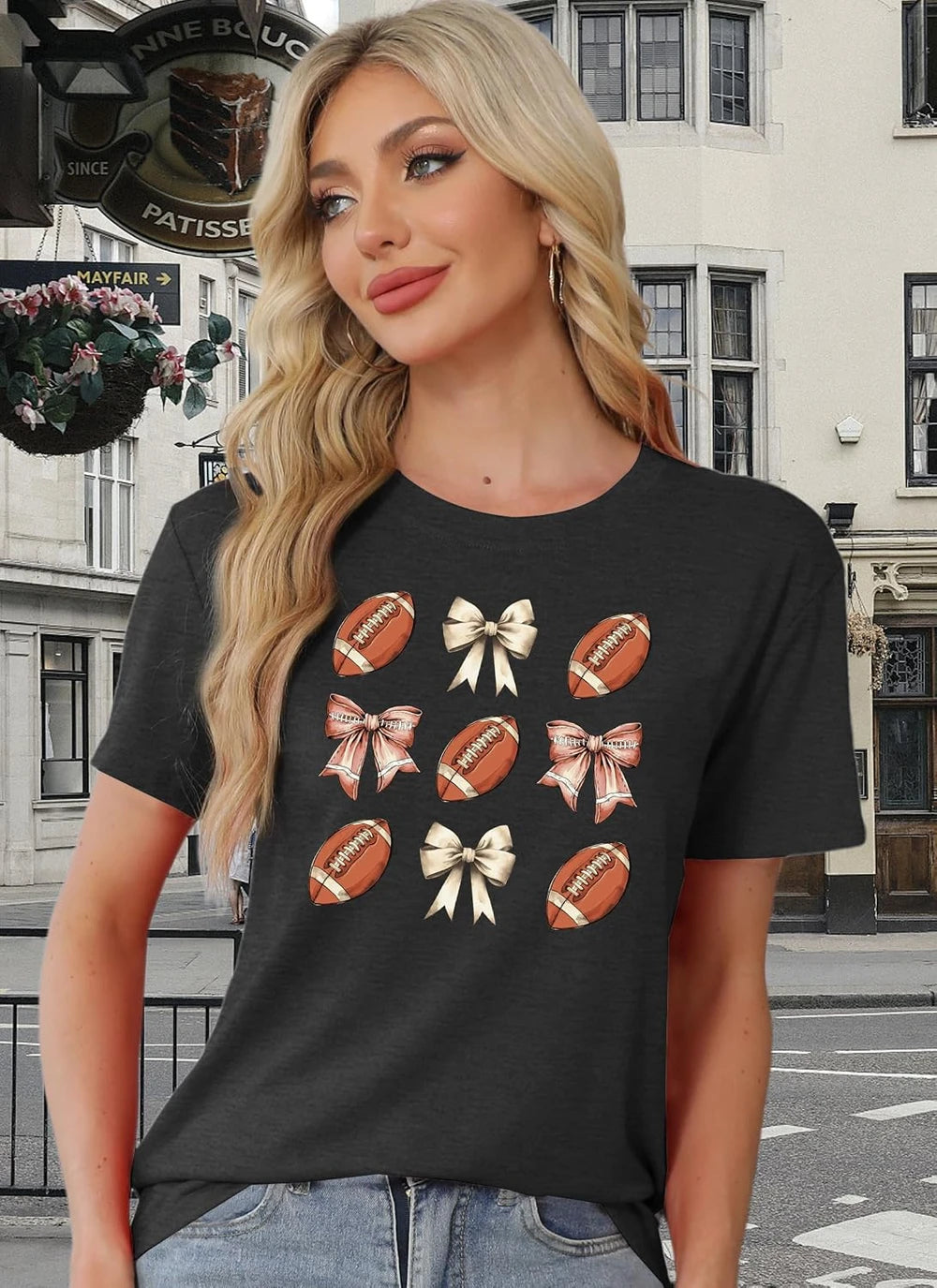 Football Bow Graphic Tee