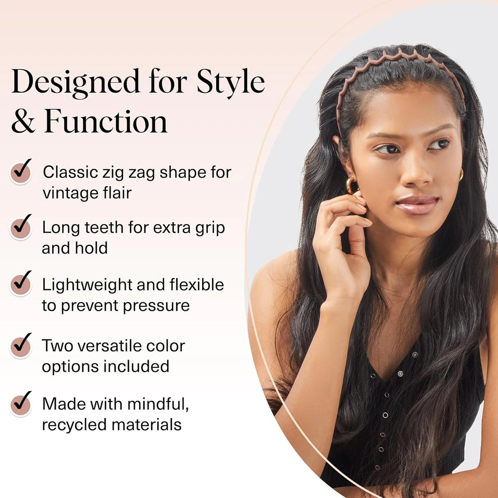 Neutral Zig Zag Headband Set
