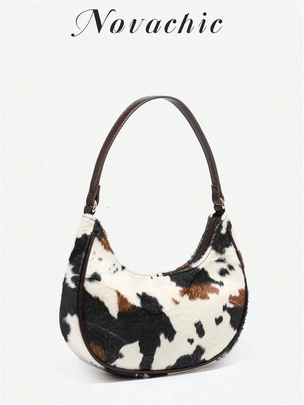 Cow Print Faux Fur Y2K Shoulder Bag