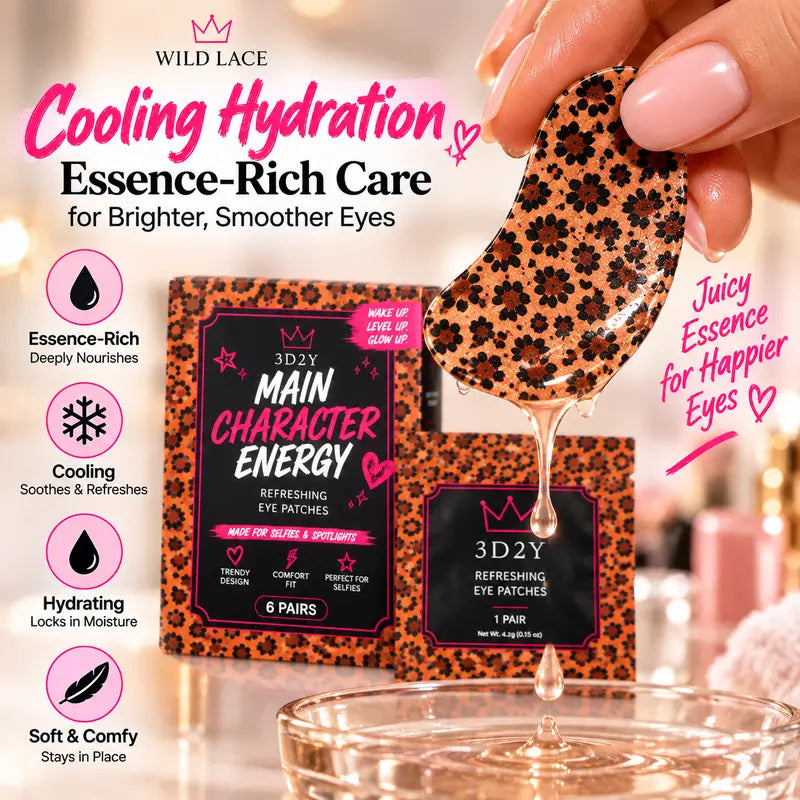 3D2Y Award Winning Eye Patches for Puffy Leopard Print Eye Patches, | Hydrogel Eye Patches with PDRN, Collagen, NAD | Refreshing for Puffy, Tired Eyes | Firming for Look of Wrinkles, Fine Lines | Korean Skincare Soft-Matte Face Accessories ,6 Pairs