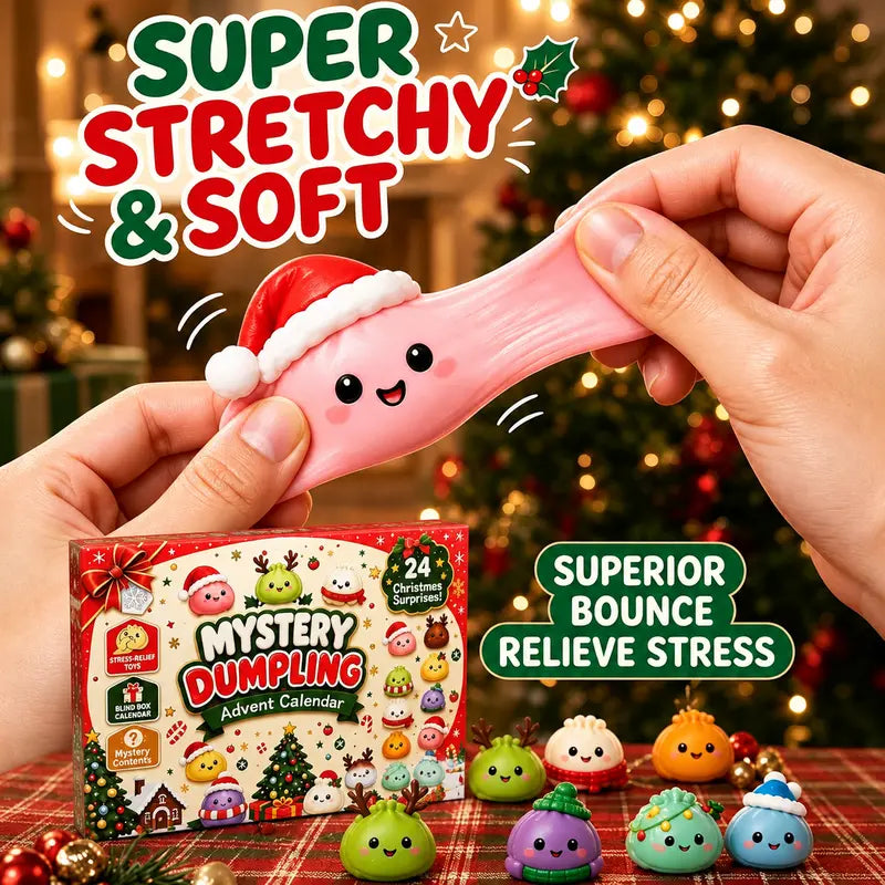 2026 Christmas Mini Squishies 24-Day Advent Calendar - Dumpling Squishy Unboxing Glitter Fidget Toys, Blind Box Quirky Whimsical Stress-Relief Indoor Recreation Gifts for Kids