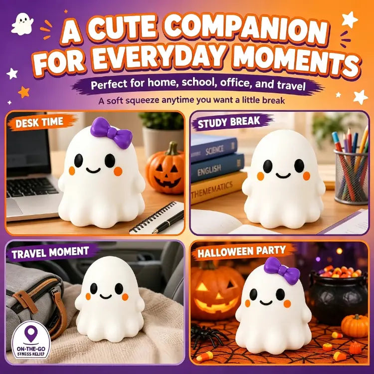 Ghost Squishy Stress-Relief Fidget Toy - Slow Rebound Squishies, Soft Squishy Sensory Fidgets, Unisex Halloween Stress Relief Squishies, Quirky Whimsical Halloween Party Favor Gifts for Kids