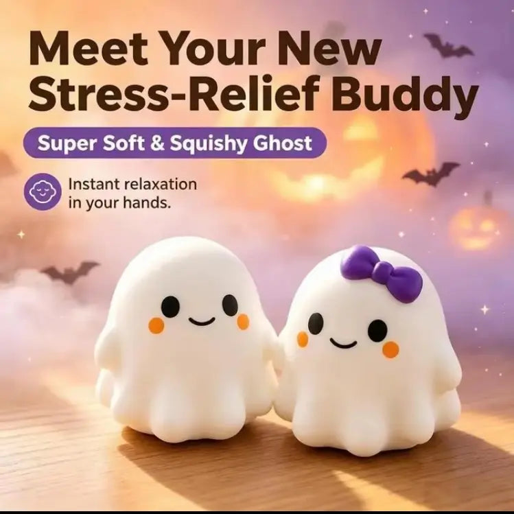 Ghost Squishy Stress-Relief Fidget Toy - Slow Rebound Squishies, Soft Squishy Sensory Fidgets, Unisex Halloween Stress Relief Squishies, Quirky Whimsical Halloween Party Favor Gifts for Kids