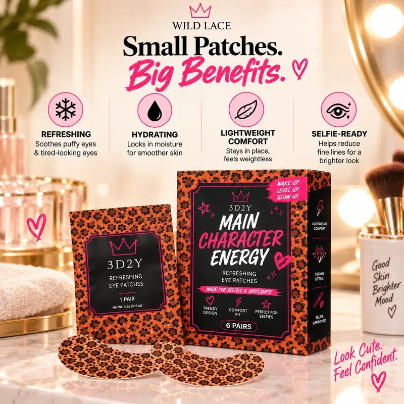 3D2Y Award Winning Eye Patches for Puffy Leopard Print Eye Patches, | Hydrogel Eye Patches with PDRN, Collagen, NAD | Refreshing for Puffy, Tired Eyes | Firming for Look of Wrinkles, Fine Lines | Korean Skincare Soft-Matte Face Accessories ,6 Pairs