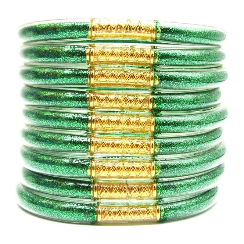 9-Piece Jelly Bangle Bracelets for Women, Trendy Solid Hue Bracelet Stacks, Stackable Jewelry for Party & Daily Wear, Party Wear, Solid Hues, Stacked Set, Basic, Female, Modern, Beads, Leopard Print, Champagne Gold, Beaded Bracelet Set, Fashionable Bracel
