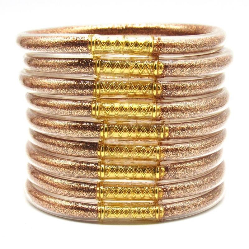 9-Piece Jelly Bangle Bracelets for Women, Trendy Solid Hue Bracelet Stacks, Stackable Jewelry for Party & Daily Wear, Party Wear, Solid Hues, Stacked Set, Basic, Female, Modern, Beads, Leopard Print, Champagne Gold, Beaded Bracelet Set, Fashionable Bracel