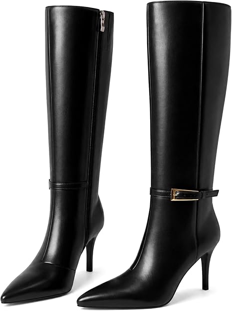 Croc Embossed Knee High Boots