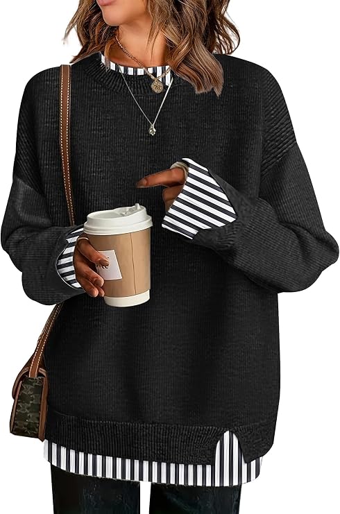 ETCYY Oversized Patchwork Teacher Sweater